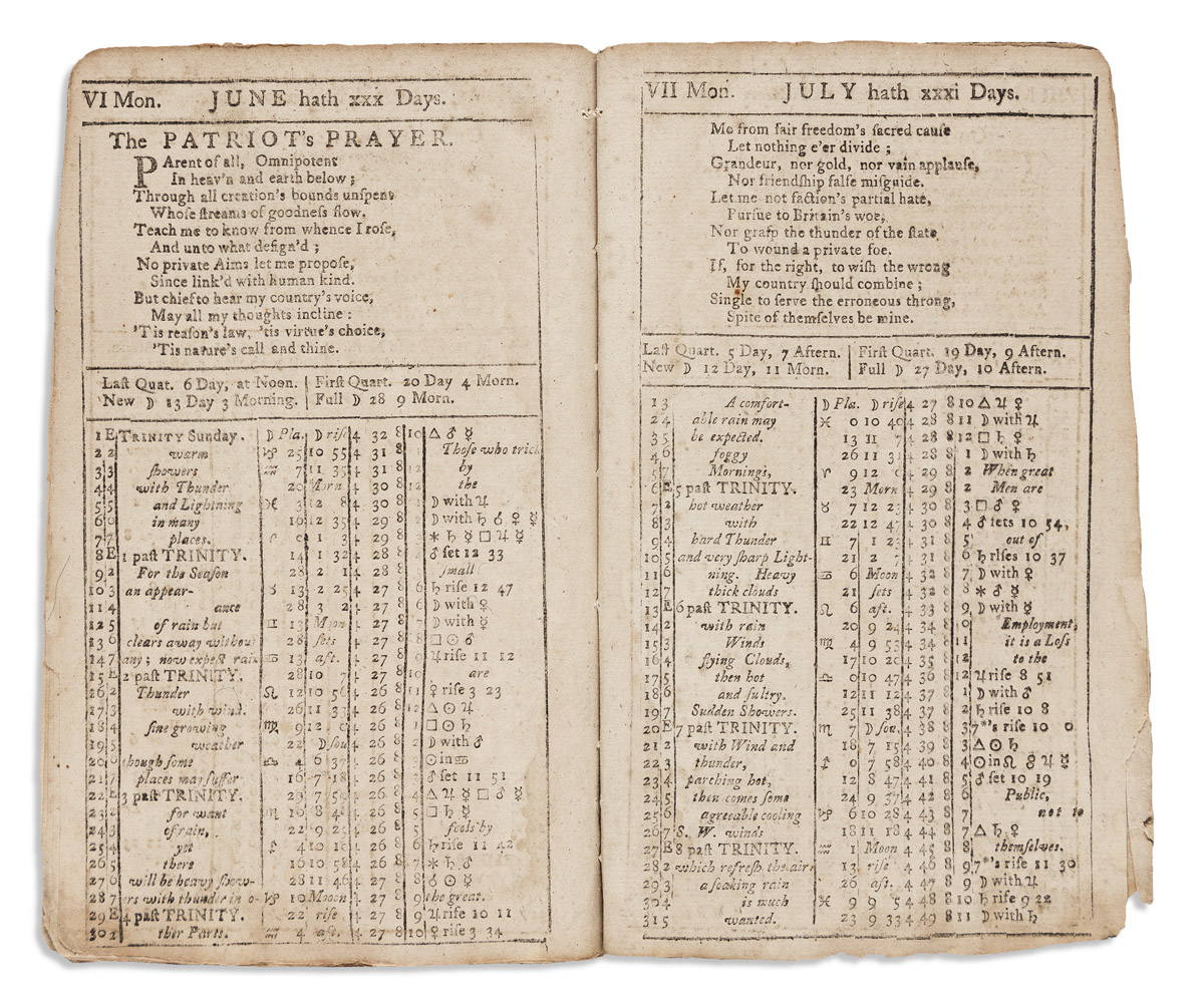 (AMERICAN REVOLUTION--PRELUDE.) Nathaniel Whitefield. Whitefields Almanack for the Year of Our Lord 1760.